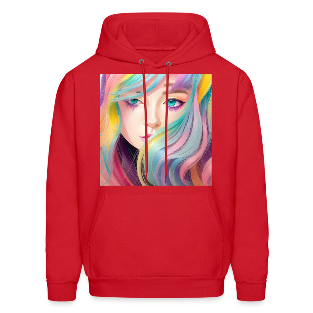 Rainbow Hair Hoodie - red