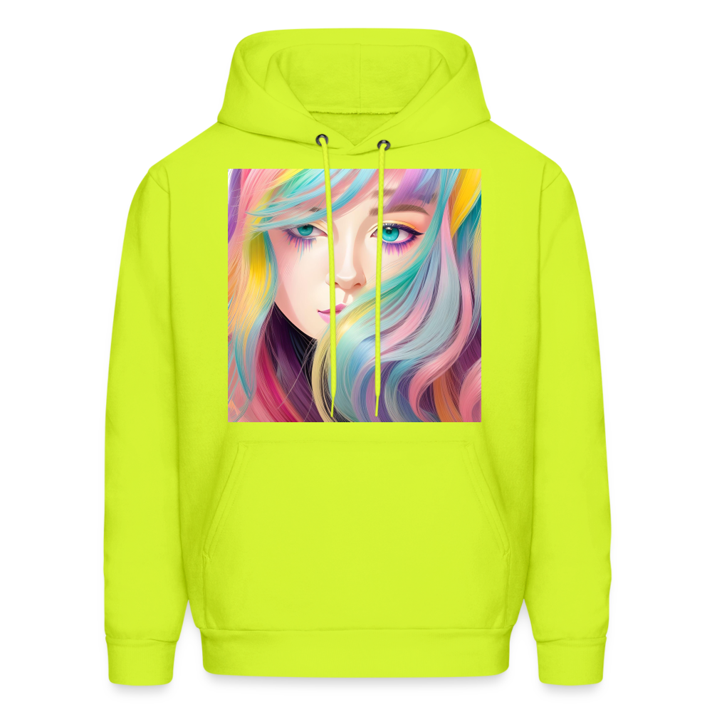 Rainbow Hair Hoodie - safety green