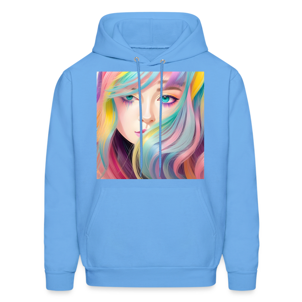 Rainbow Hair Hoodie - carolina blue