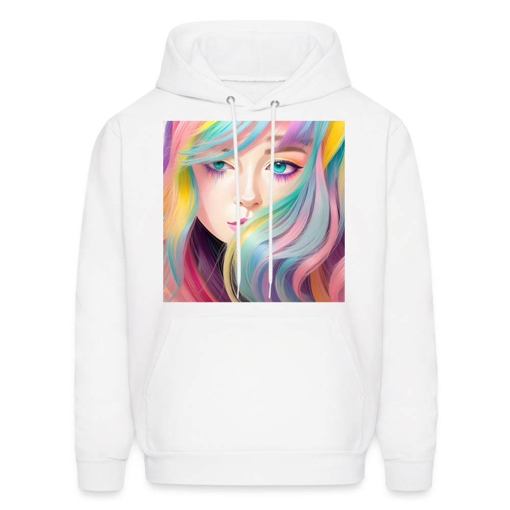 Rainbow Hair Hoodie - white