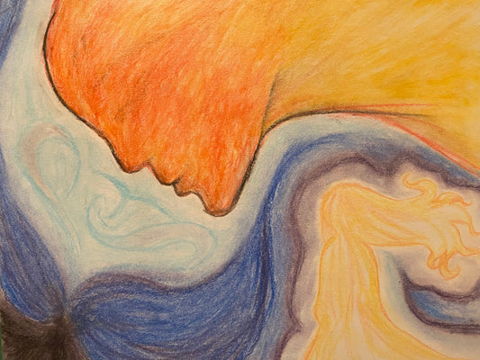 Ethereal Source Descent - Golden Flow Surrender Art Print | Digital Download